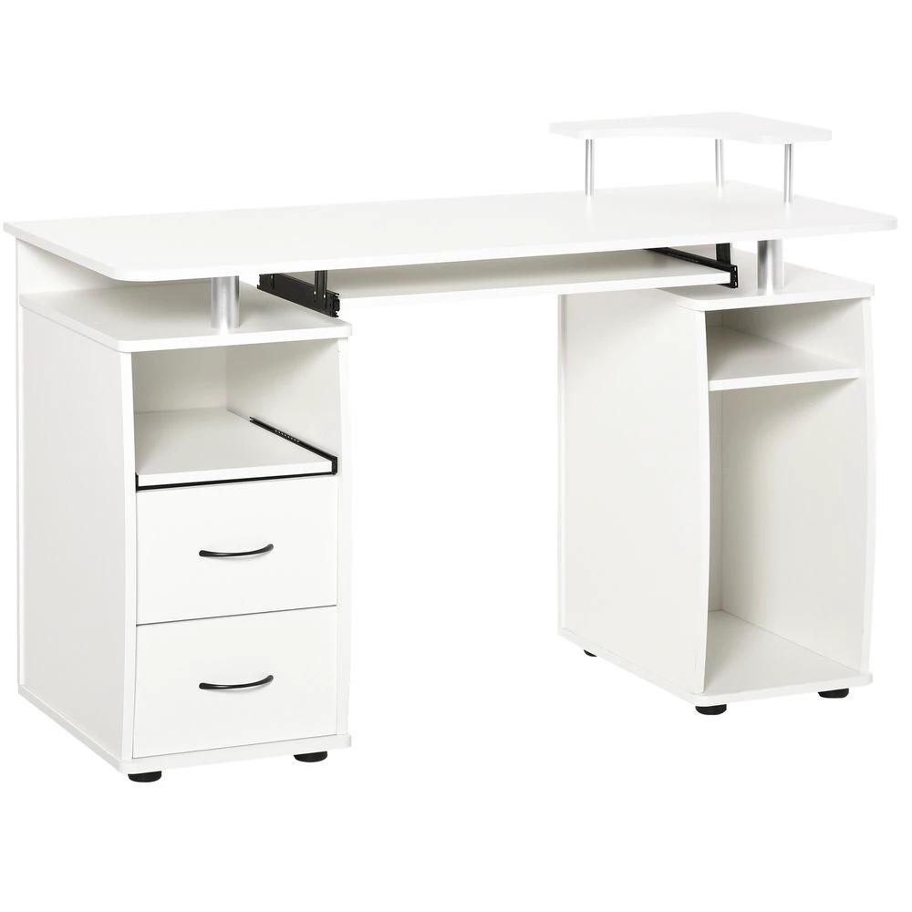 HOMCOM Computer Office Desk Table Workstation w/ Keyboard Tray, Drawer, White by HOMCOM