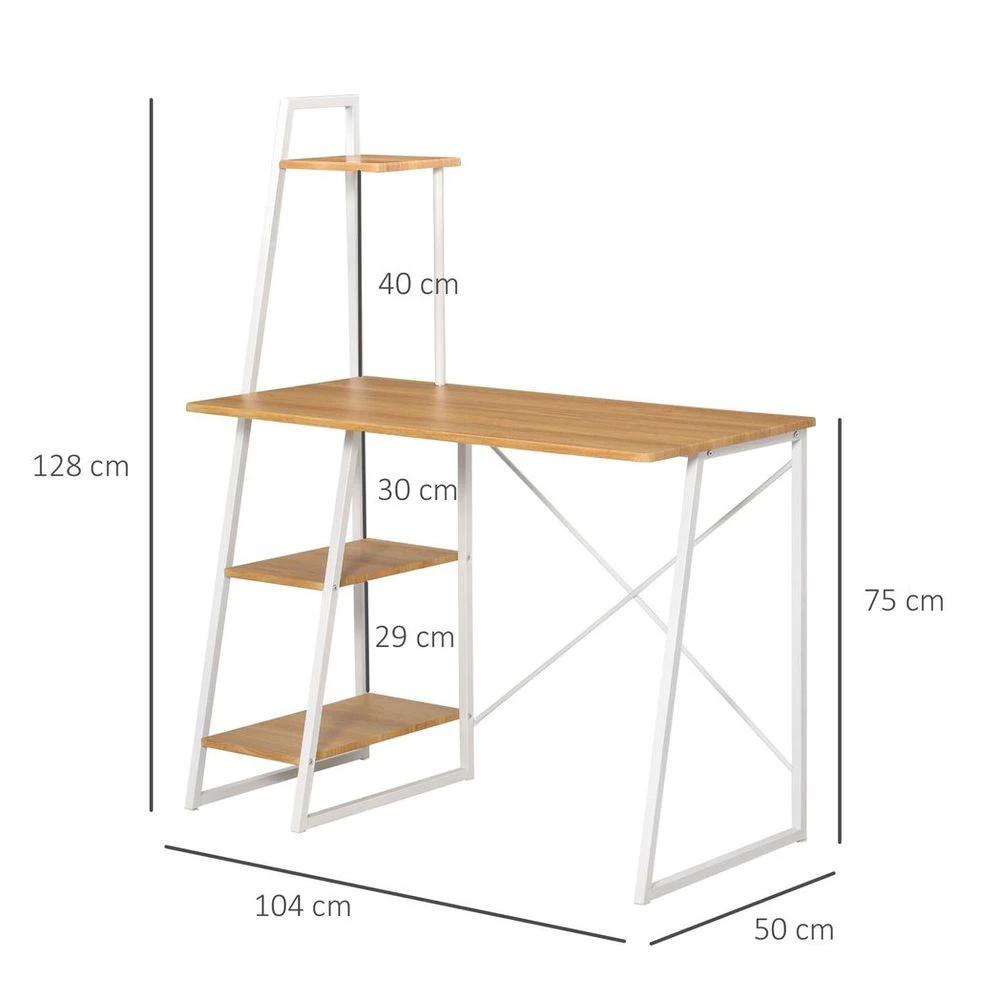HOMCOM Home Office Computer Desk Study Writing Table with 3-Tier Storage Shelves - Desks