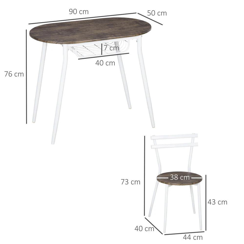 HOMCOM 3pc Homcom Dining Table and Chairs Set, Oval Kitchen Table with 2 Chairs, Natural - Uncategorized Dining Set