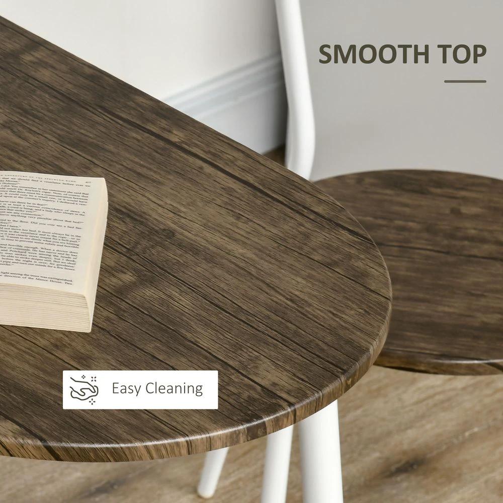 HOMCOM 3pc Homcom Dining Table and Chairs Set, Oval Kitchen Table with 2 Chairs, Natural - Uncategorized Dining Set