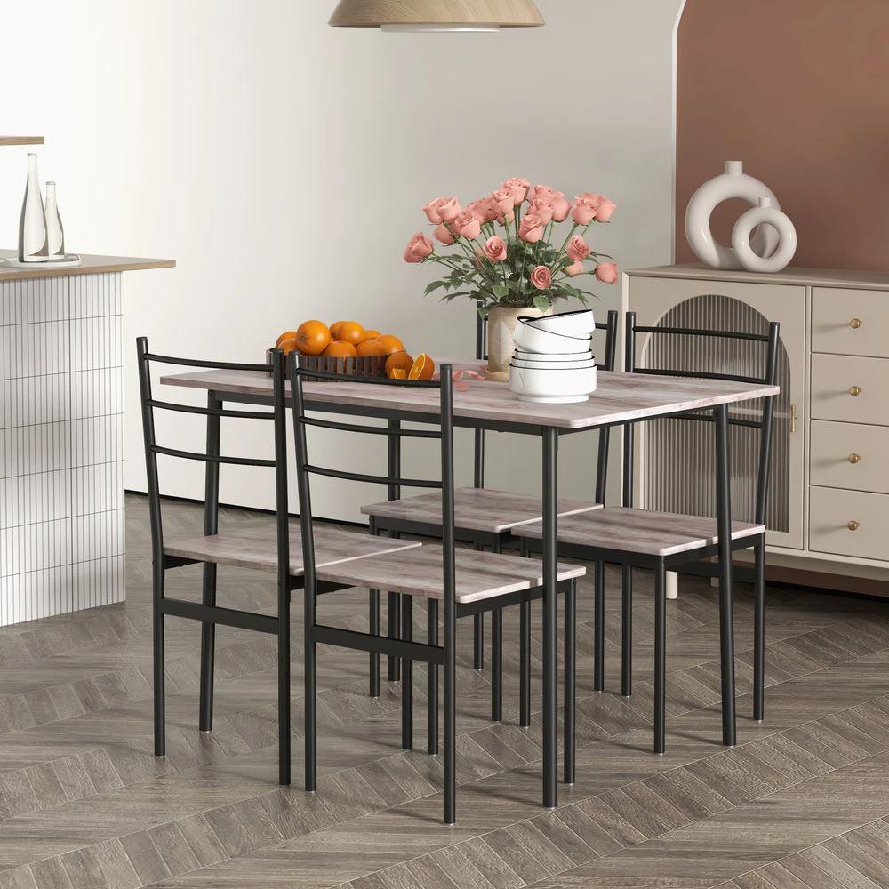 HOMCOM 5 Piece Homcom Dining Table and Chairs Set, Space Saving Table and 4 Chairs - Uncategorized Dining Set
