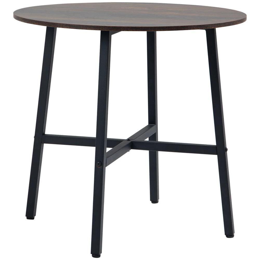HOMCOM 80cm Round Kitchen Table, Dining Table for Small Spaces, Steel Leg - Uncategorized Dining Table