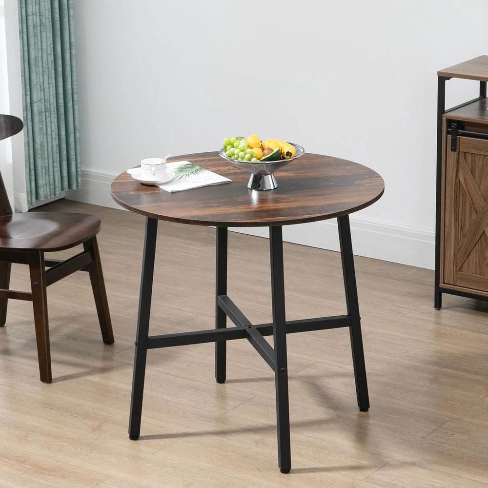 HOMCOM 80cm Round Kitchen Table, Dining Table for Small Spaces, Steel Leg - Uncategorized Dining Table