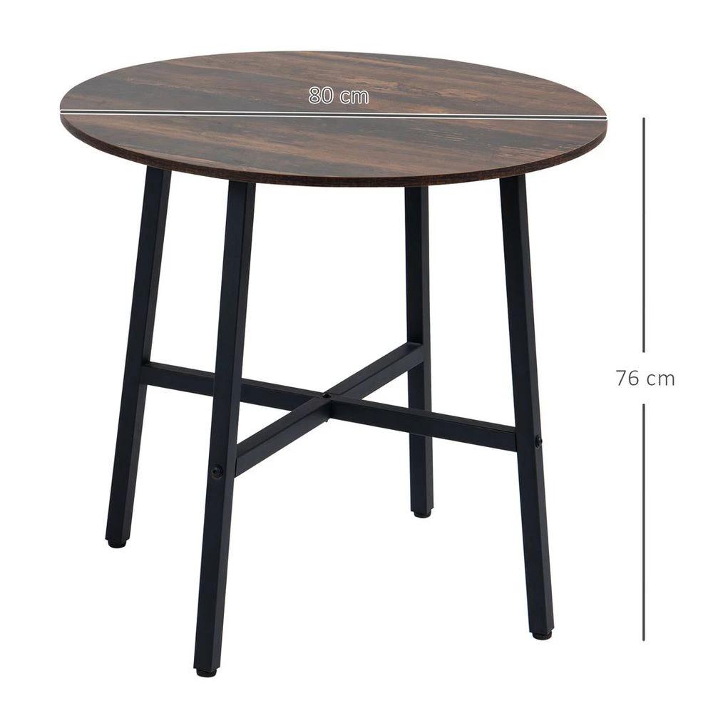 HOMCOM 80cm Round Kitchen Table, Dining Table for Small Spaces, Steel Leg - Uncategorized Dining Table