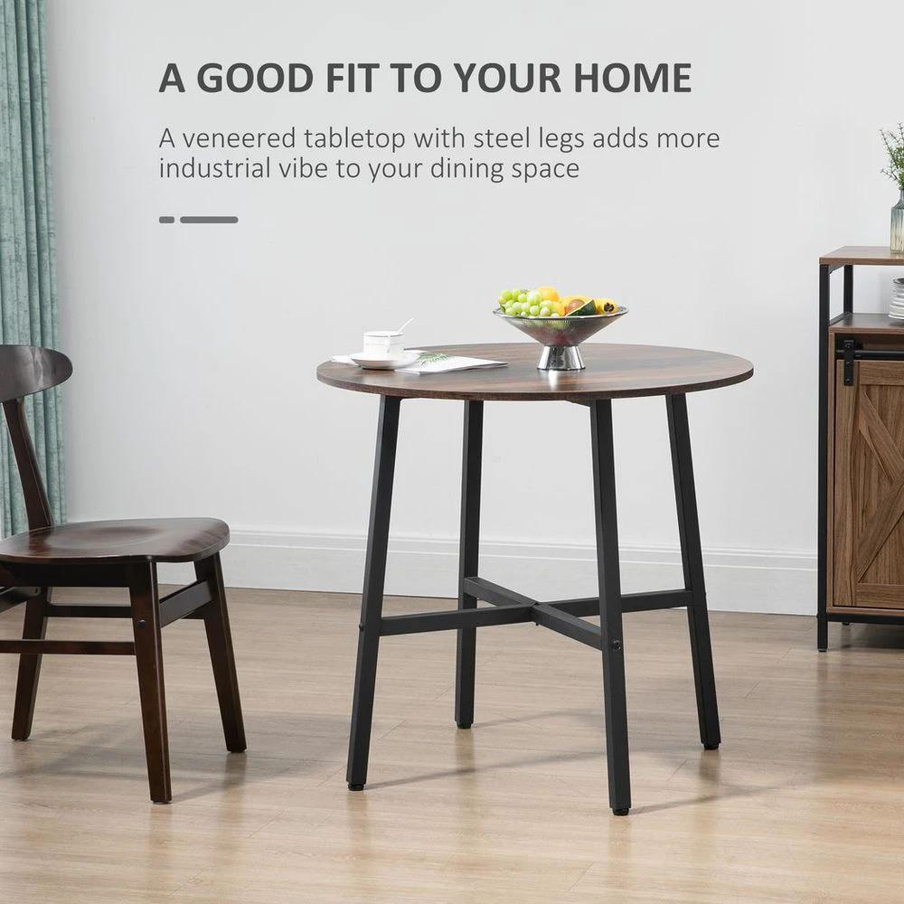 HOMCOM 80cm Round Kitchen Table, Dining Table for Small Spaces, Steel Leg - Uncategorized Dining Table
