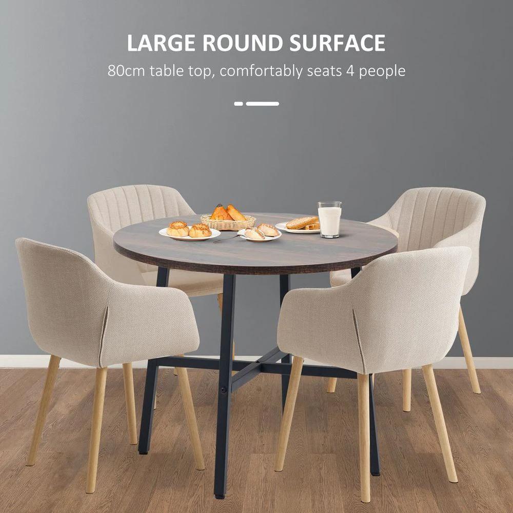 HOMCOM 80cm Round Kitchen Table, Dining Table for Small Spaces, Steel Leg - Uncategorized Dining Table