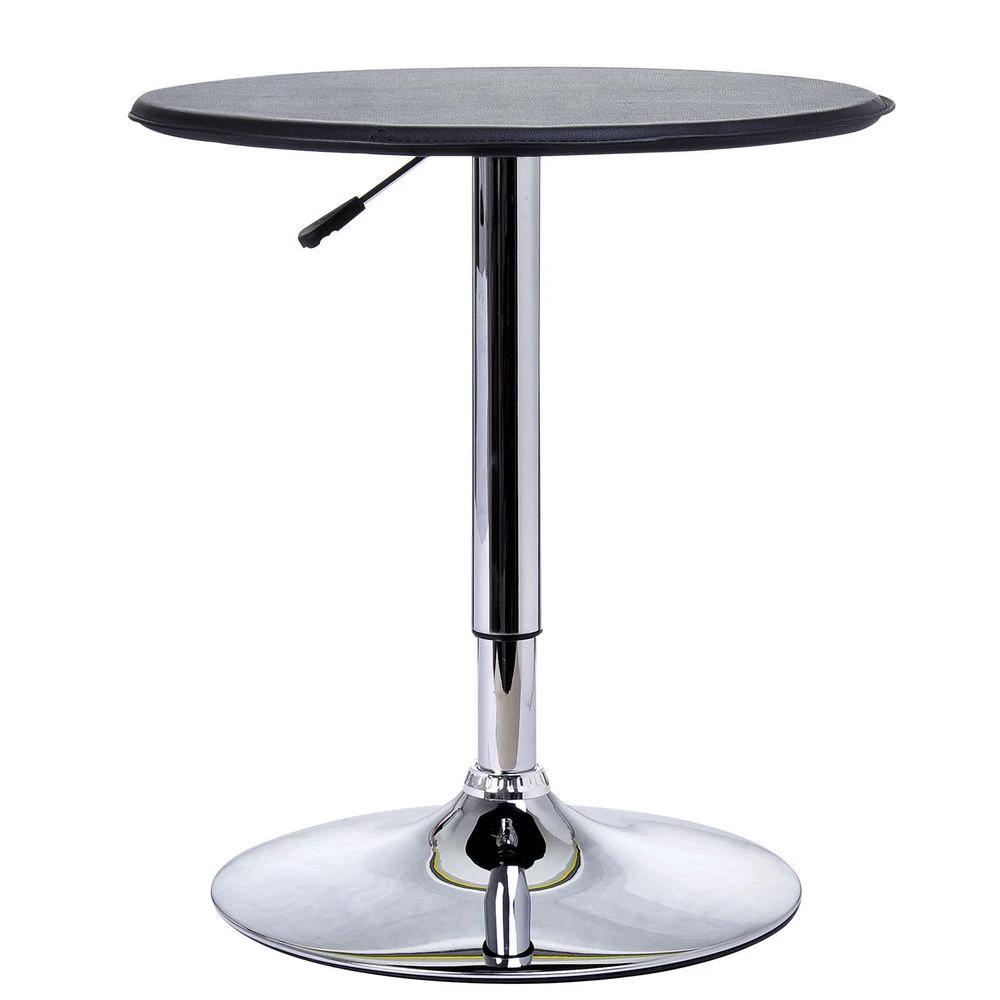 HOMCOM Chrome Steel Height Adjustable Round Bar Table Dinning Table Black - Uncategorized Dining Table