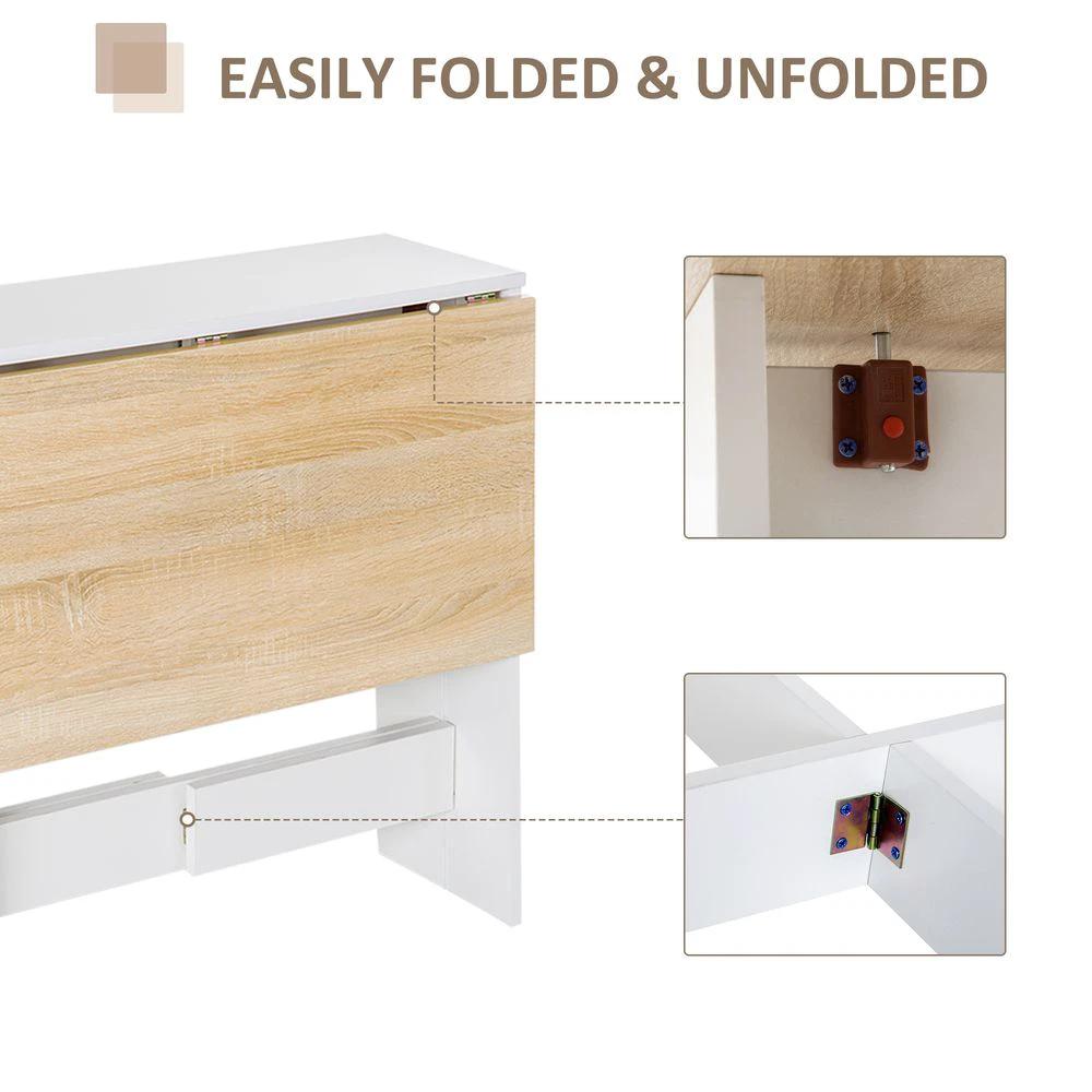 Drop Leaf Table Folding Dining Space Saving-Oak White Colour by HOMCOM