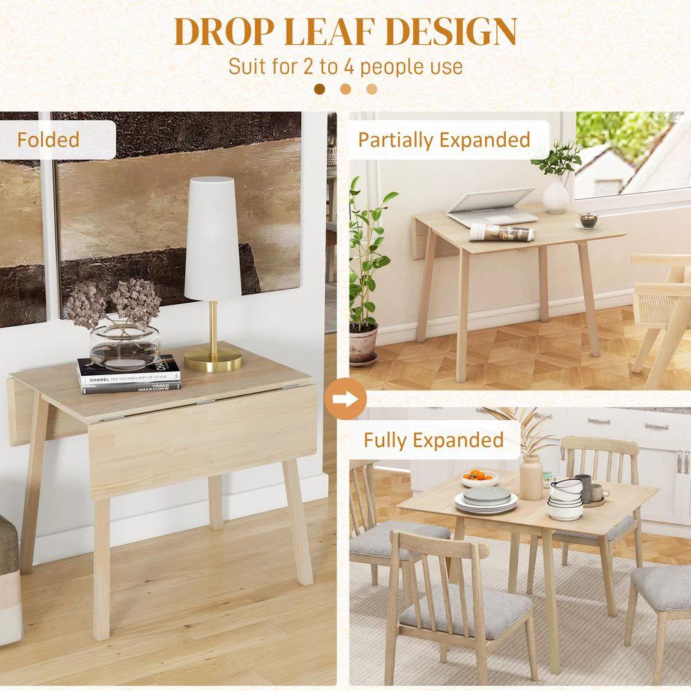 Extendable Kitchen Table for 2-4, Folding Drop Leaf Dining Table for Small Space by HOMCOM