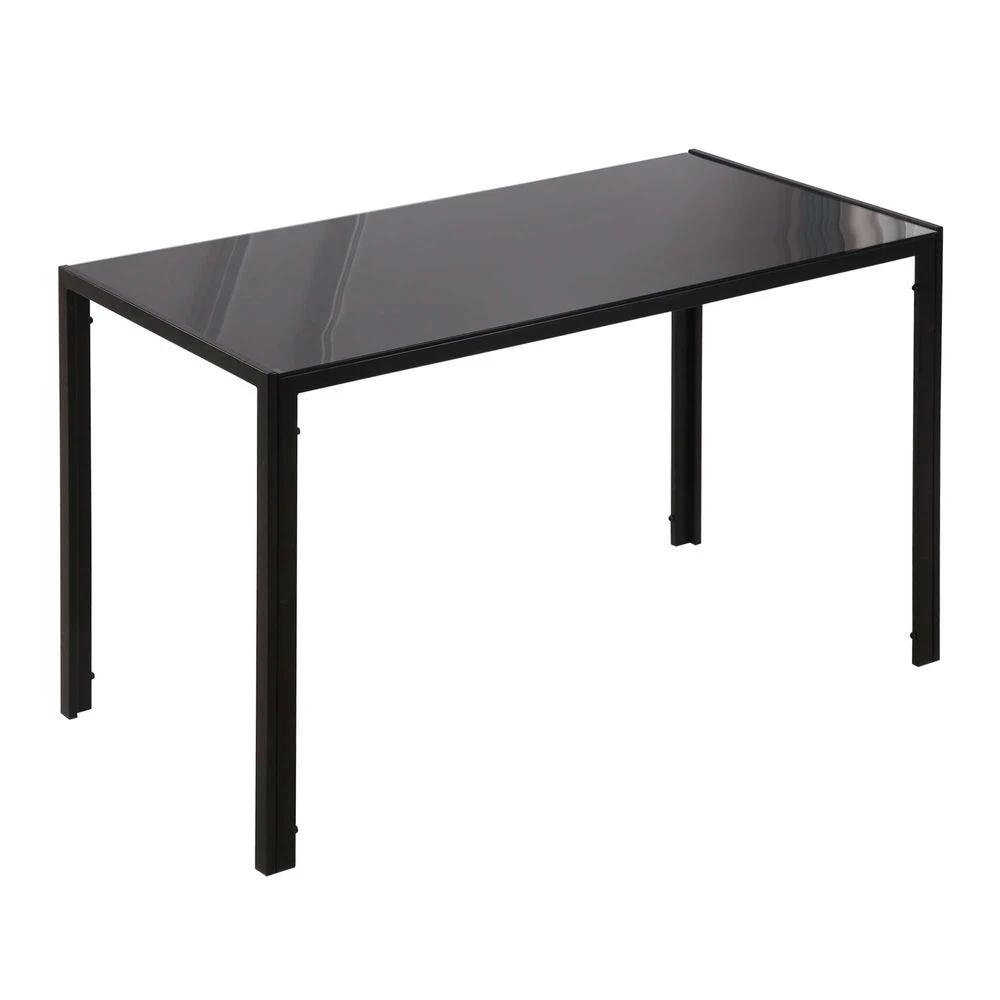 HOMCOM Modern Rectangular 4 Seater Dining Table with Tempered Glass Top - Uncategorized Dining Table
