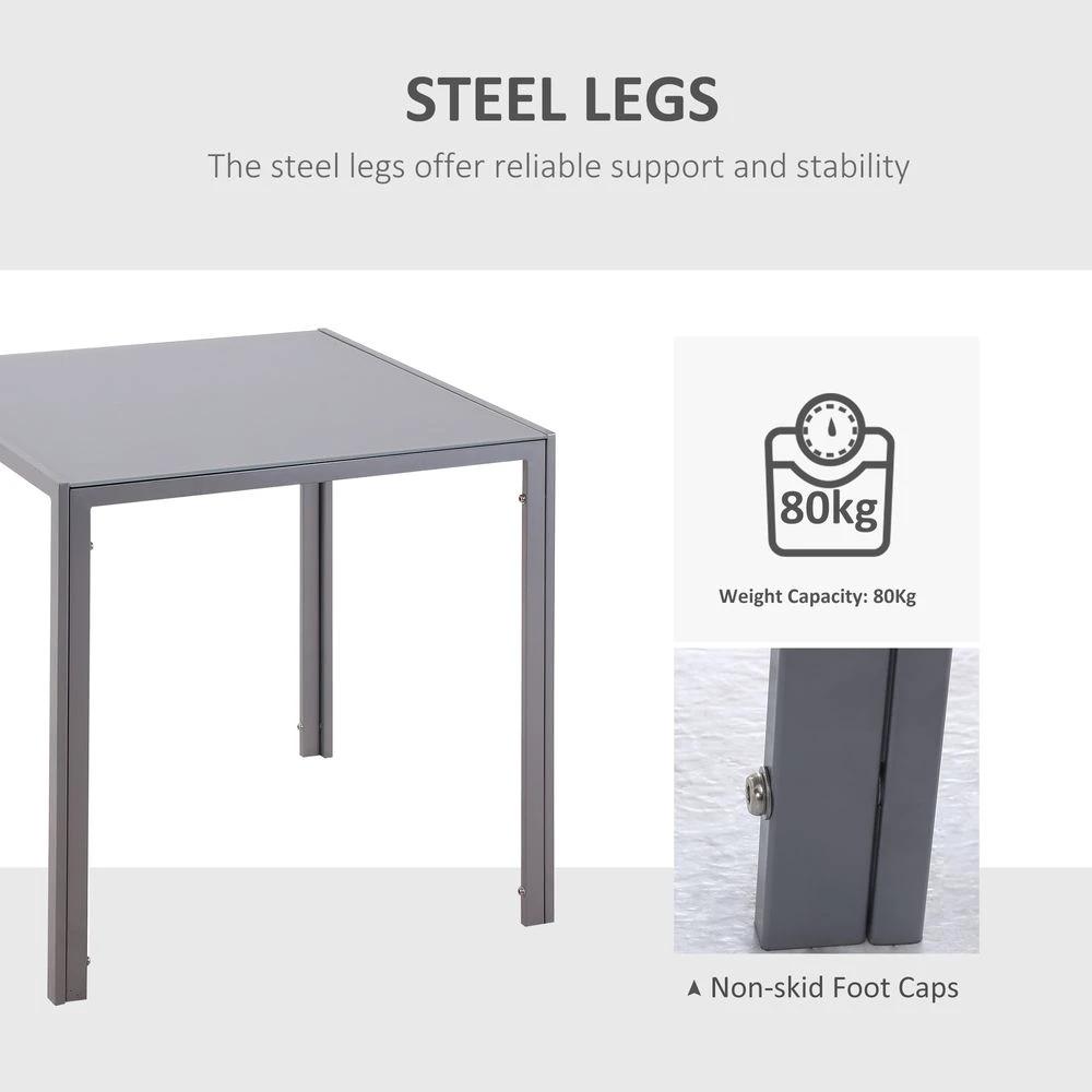 HOMCOM Modern Square Dining Table with Tempered Glass Top & Metal Legs - Uncategorized Dining Table