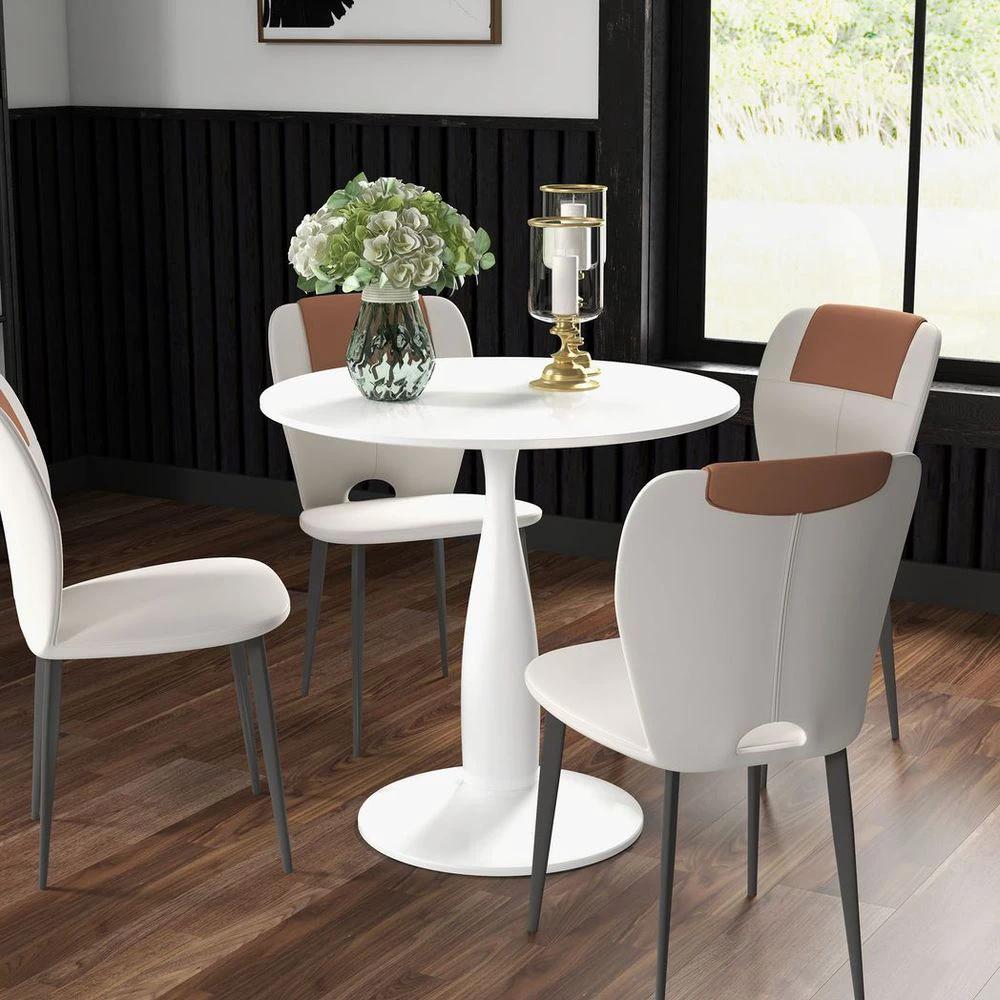 HOMCOM Round Dining Table with Steel Base for Living Room, Dining Room - Uncategorized Dining Table