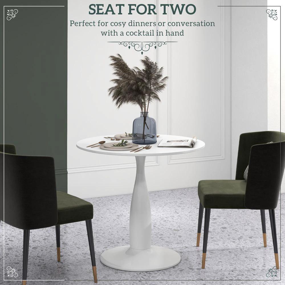 HOMCOM Round Dining Table with Steel Base for Living Room, Dining Room - Uncategorized Dining Table
