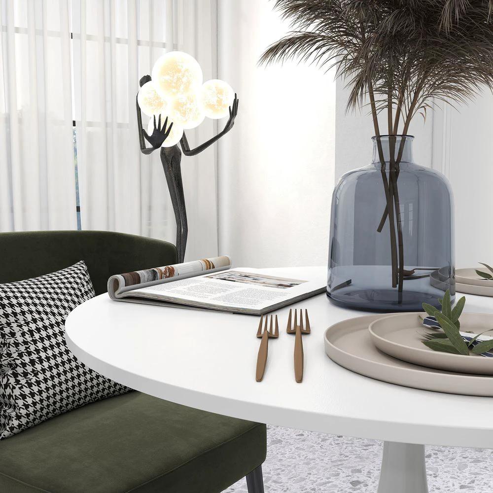 HOMCOM Round Dining Table with Steel Base for Living Room, Dining Room - Uncategorized Dining Table