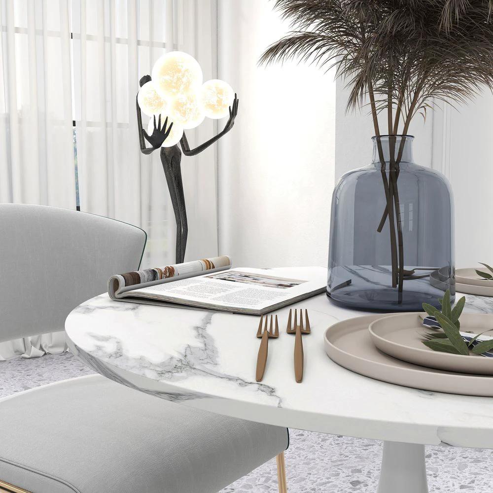 Round Dining Table with Steel Base for Living Room, Dining Room by HOMCOM