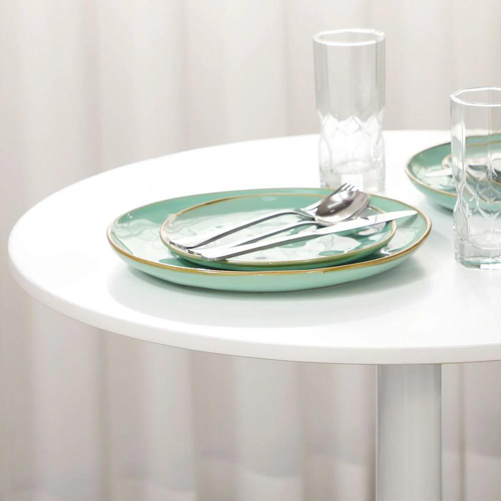 HOMCOM Round Dining Table with Steel Base, Non-slip Pad for Living Room - Uncategorized Dining Table