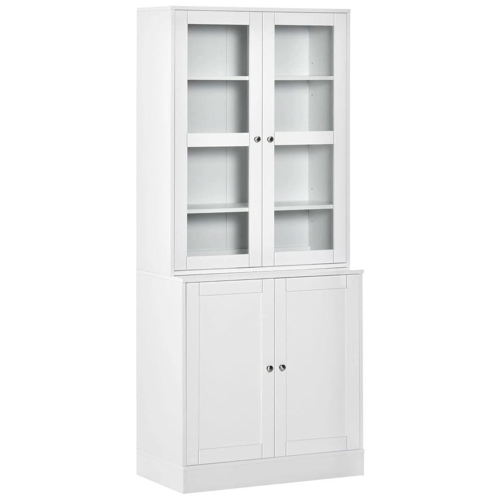 HOMCOM Modern Bookcase Display Storage Cabinet w/ Doors Adjustable Shelves - Uncategorized Display Cabinet
