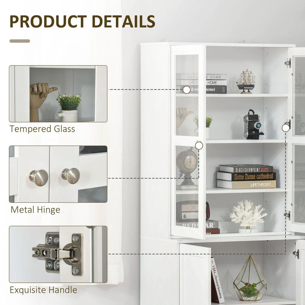 HOMCOM Modern Bookcase Display Storage Cabinet w/ Doors Adjustable Shelves - Uncategorized Display Cabinet