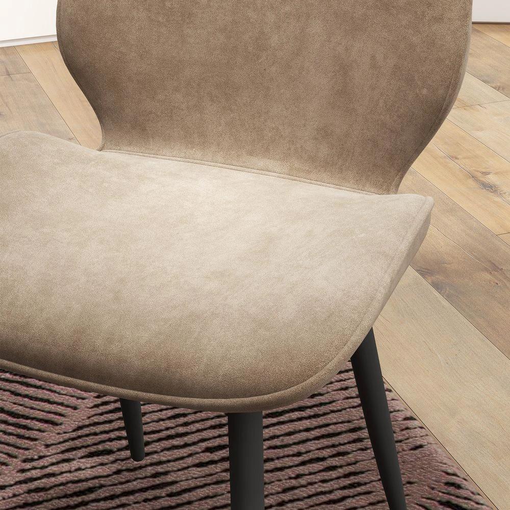 HOMCOM Dining Chairs Set of 2, Upholstered Kitchen Chairs with Metal Legs, Brown - Uncategorized Fabric Dining Chairs