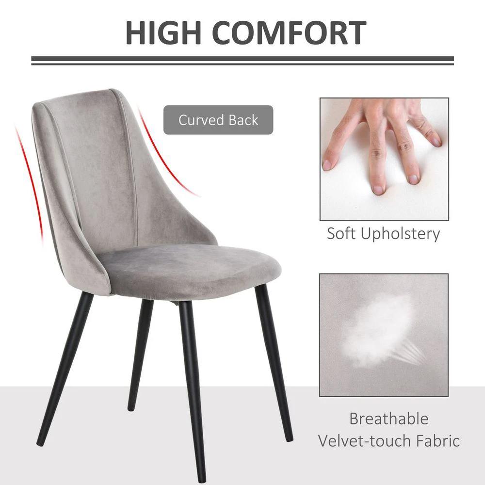 HOMCOM High Back Dining Chairs Velvet-Touch Accent Chairs with Metal Legs - Uncategorized Fabric Dining Chairs
