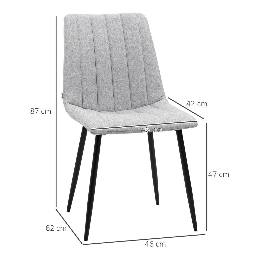 HOMCOM Modern Dining Chairs Set of 2 with Linen-touch Upholstery and Steel Legs - Uncategorized Fabric Dining Chairs
