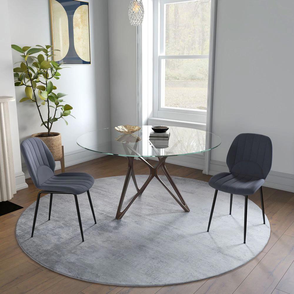 HOMCOM Modern Dining Chairs Set of 2 with Padded Seat and Steel Legs, Dark Grey - Uncategorized Fabric Dining Chairs