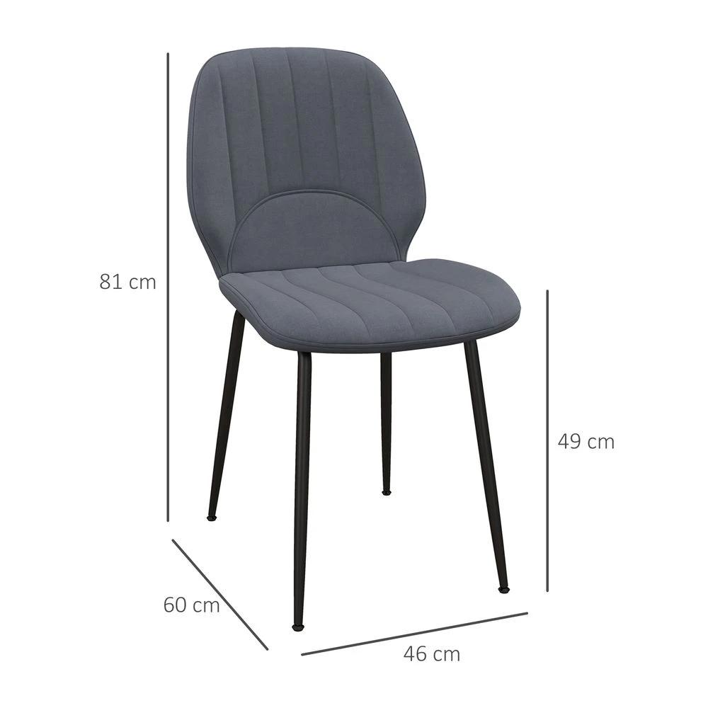 HOMCOM Modern Dining Chairs Set of 2 with Padded Seat and Steel Legs, Dark Grey - Uncategorized Fabric Dining Chairs