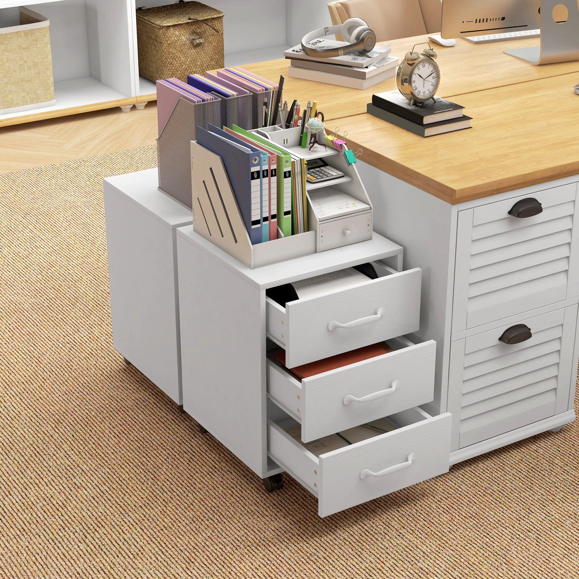 HOMCOM HOMCOM File Cabinet with 3 Drawers, Under Desk Mobile Filing Cabinet - Filing Cabinet
