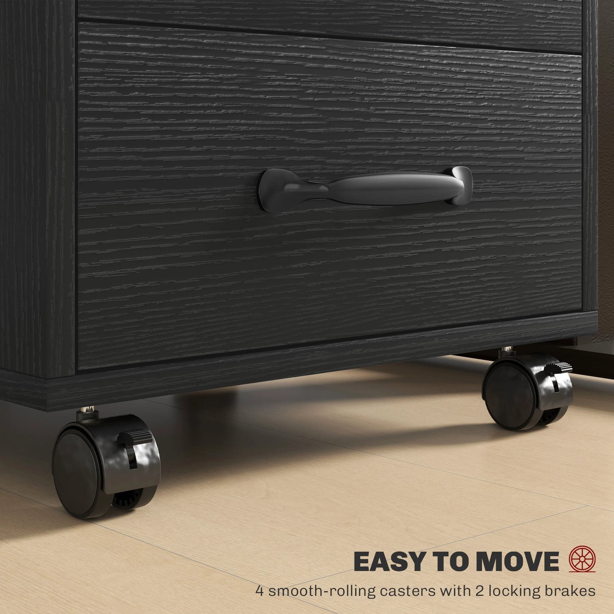 HOMCOM File Cabinet with 3 Drawers, Under Desk Mobile Filing Cabinet by HOMCOM