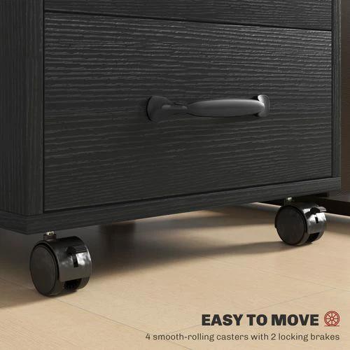 HOMCOM File Cabinet with 3 Drawers, Under Desk Mobile Filing Cabinet by HOMCOM