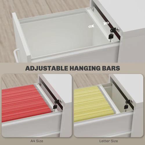 HOMCOM 2 Drawer Filing Cabinet Steel File Cabinet for A4 Letter Size White - Filing Cabinet
