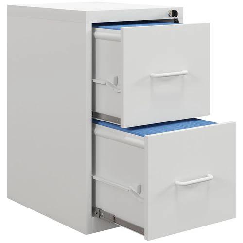 HOMCOM 2 Drawer Filing Cabinet Steel File Cabinet for A4 Letter Size White - Filing Cabinet
