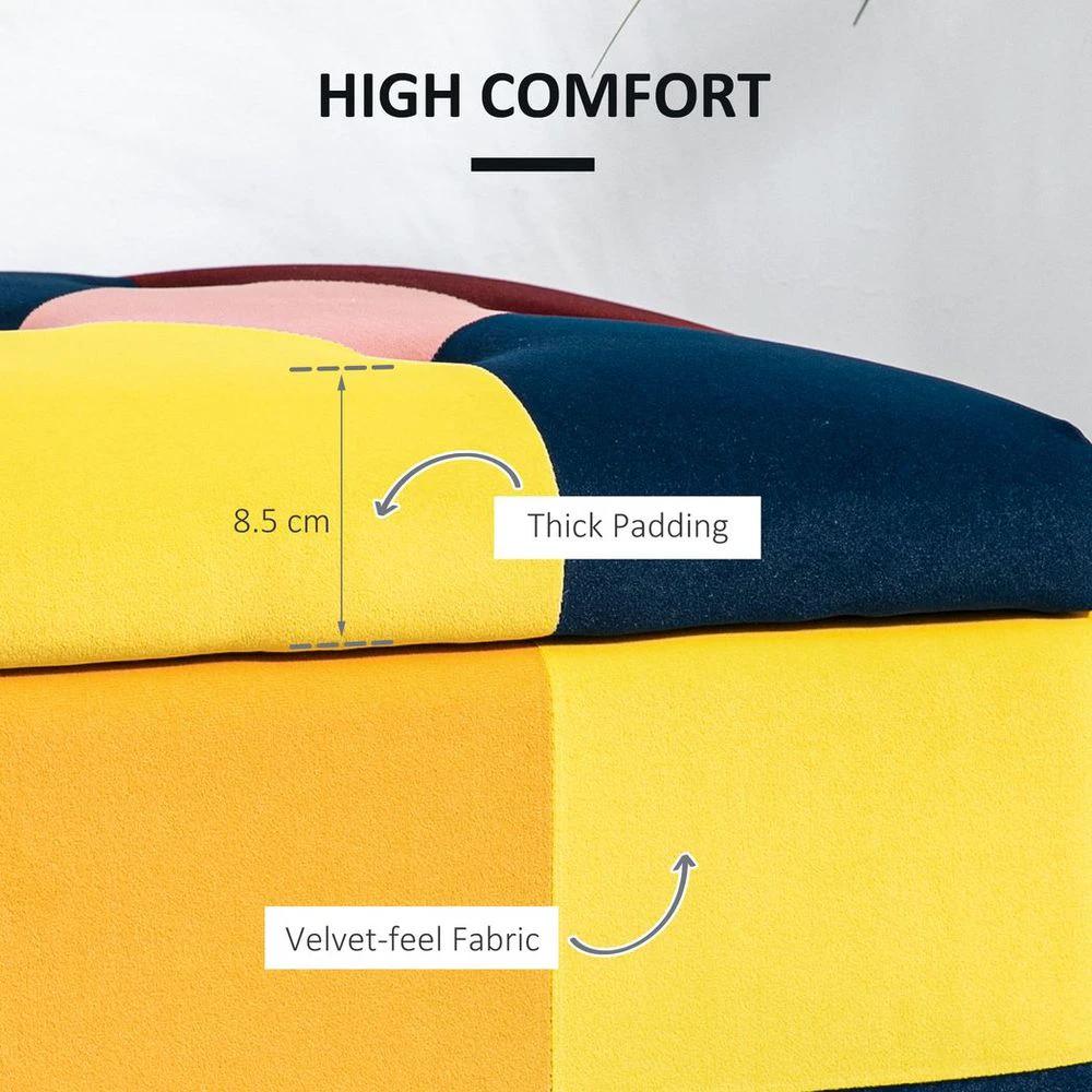 HOMCOM 114 x 47 x 47cm Velvet Storage Ottoman, Homcom Button-tufted Footstool Box - Uncategorized Footstool