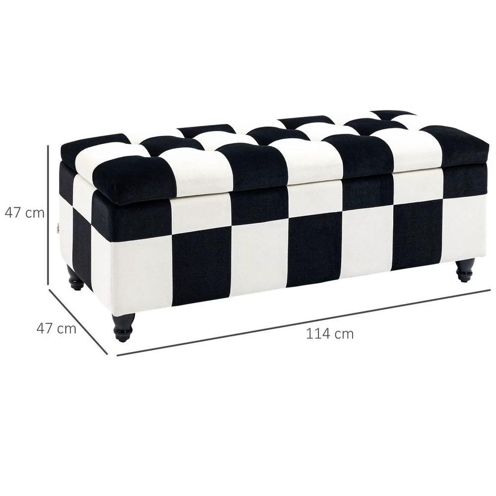 114 x 47 x 47cm Velvet Storage Ottoman, HomcomButton-tufted Footstool Box by HOMCOM