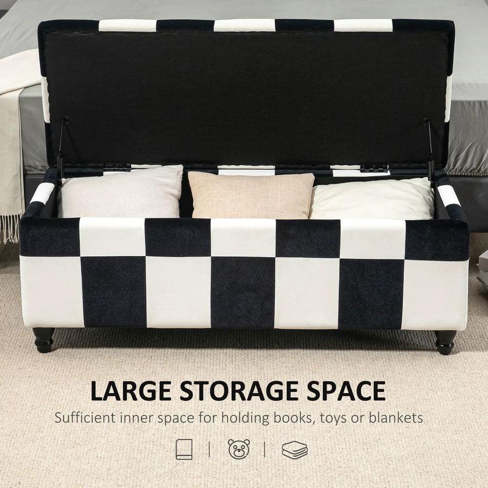 114 x 47 x 47cm Velvet Storage Ottoman, HomcomButton-tufted Footstool Box by HOMCOM