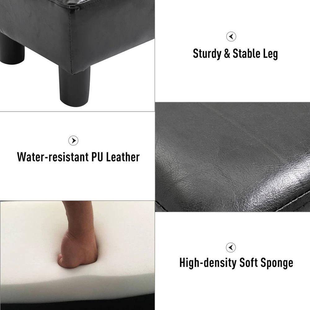 Ottoman Footrest Seat Chair Footstool Small PU Leather Home Office Black by HOMCOM