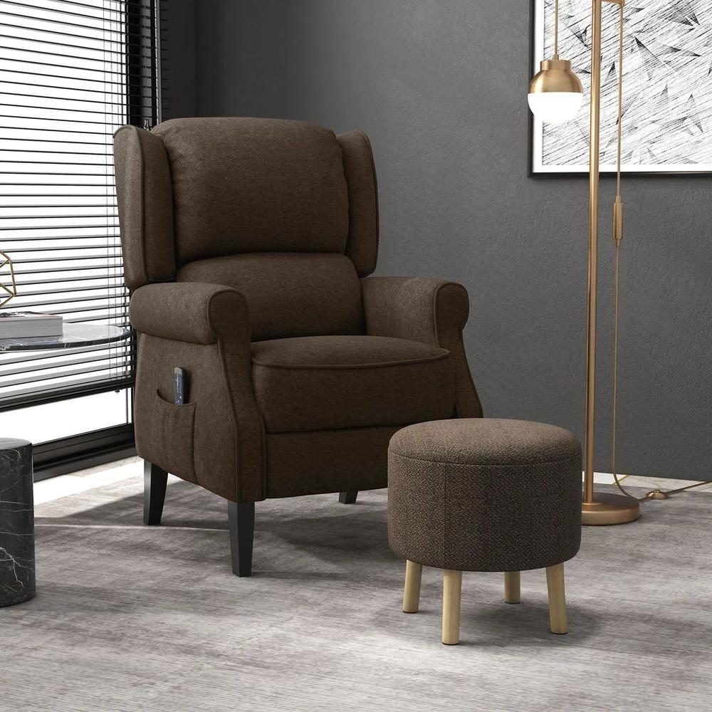 Storage Ottoman, Round Stool Chair with Cushioned Top, Hidden Space by HOMCOM