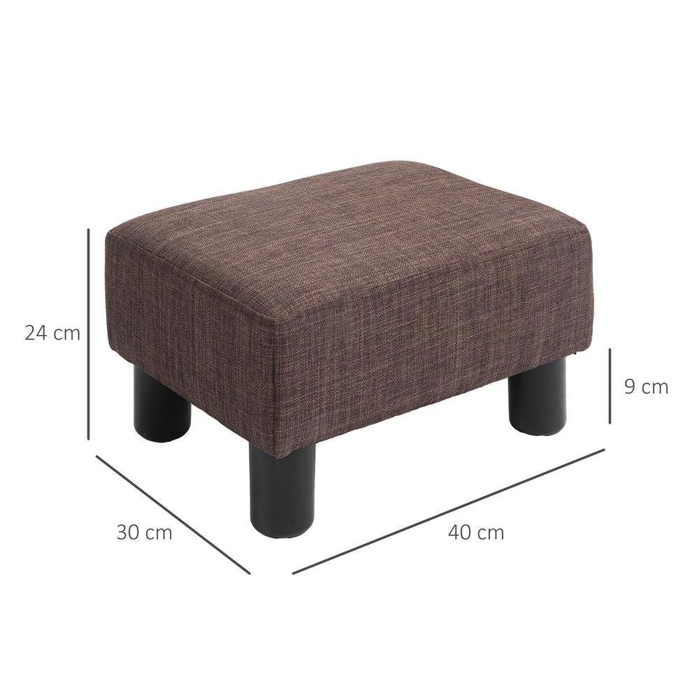 Chic Linen Fabric Footstool Ottoman Cube with 4 Plastic Legs Brown by HOMCOM