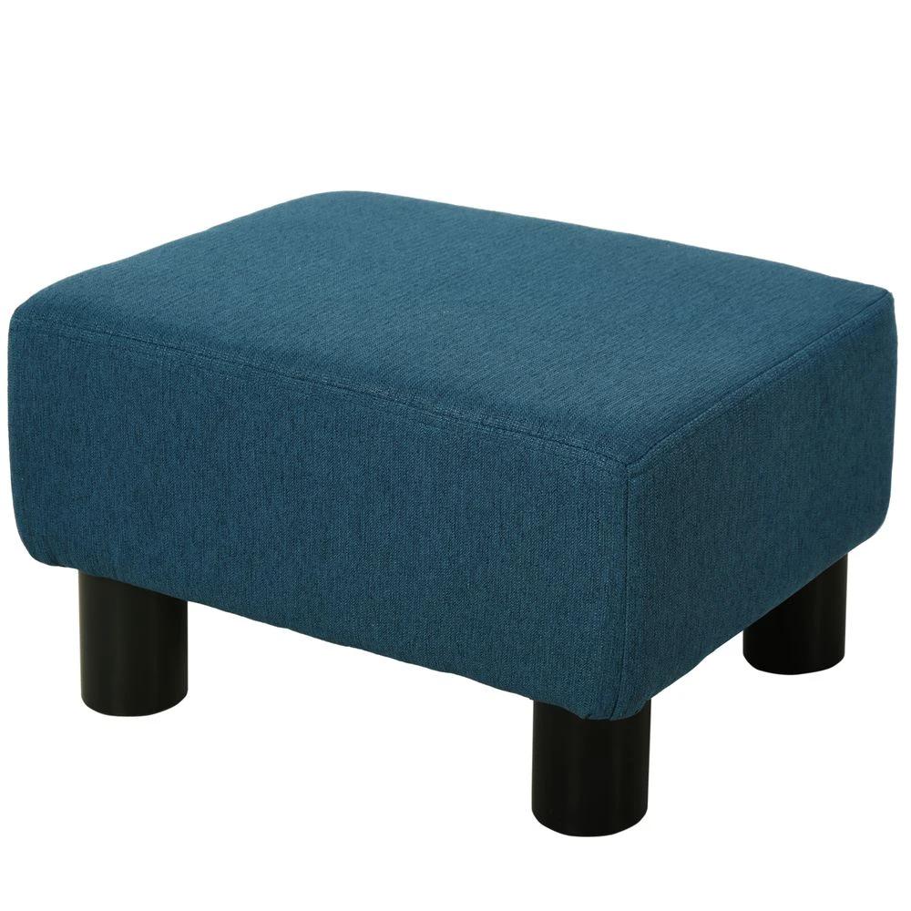 Chic Linen Fabric Footstool Ottoman Cube with 4 Plastic Legs Brown by HOMCOM