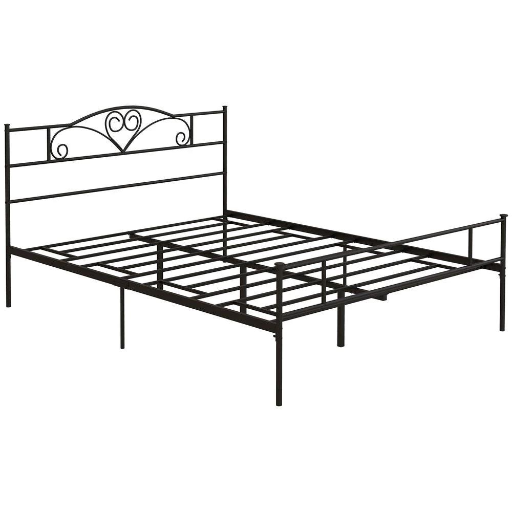 HOMCOM King Metal Bed Frame w/ Headboard and Footboard, 31cm Under-bed Space - Uncategorized King Size