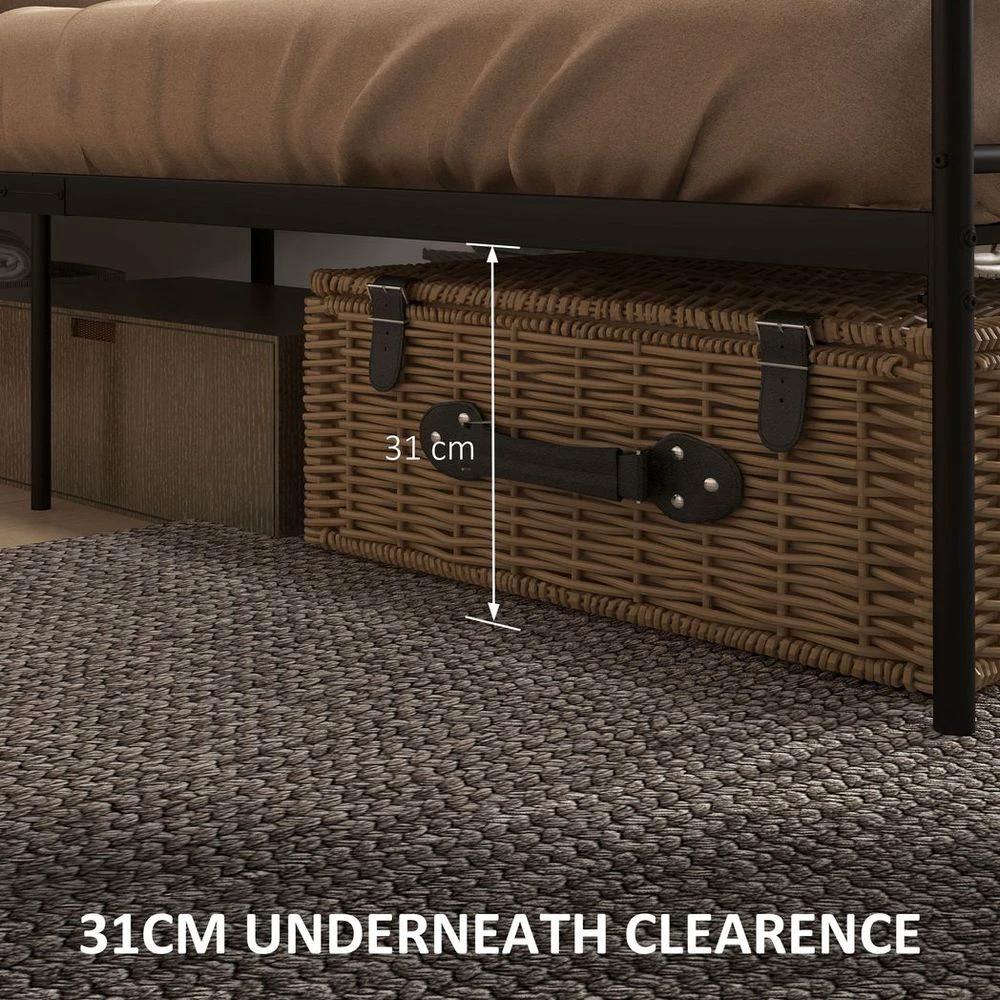 HOMCOM King Metal Bed Frame w/ Headboard and Footboard, 31cm Under-bed Space - Uncategorized King Size