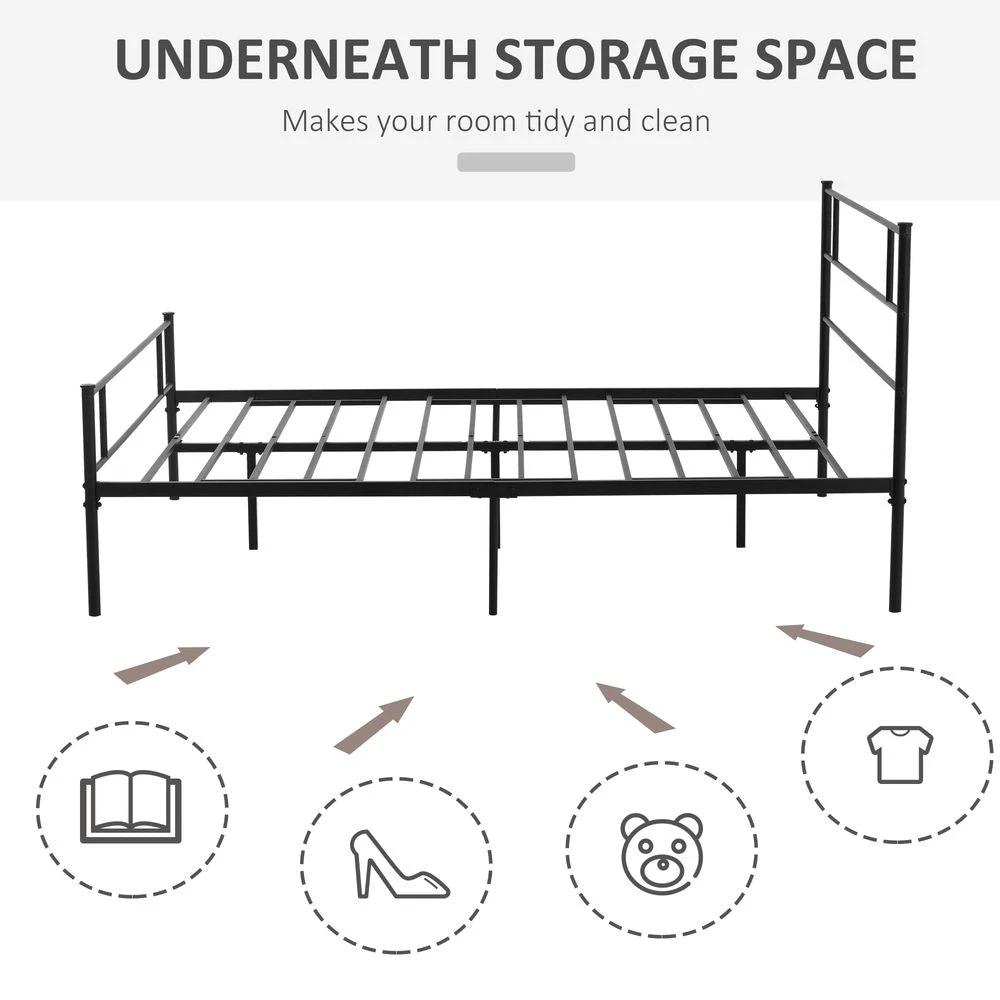 King Metal Bed Frame w/ Headboard and Footboard by HOMCOM