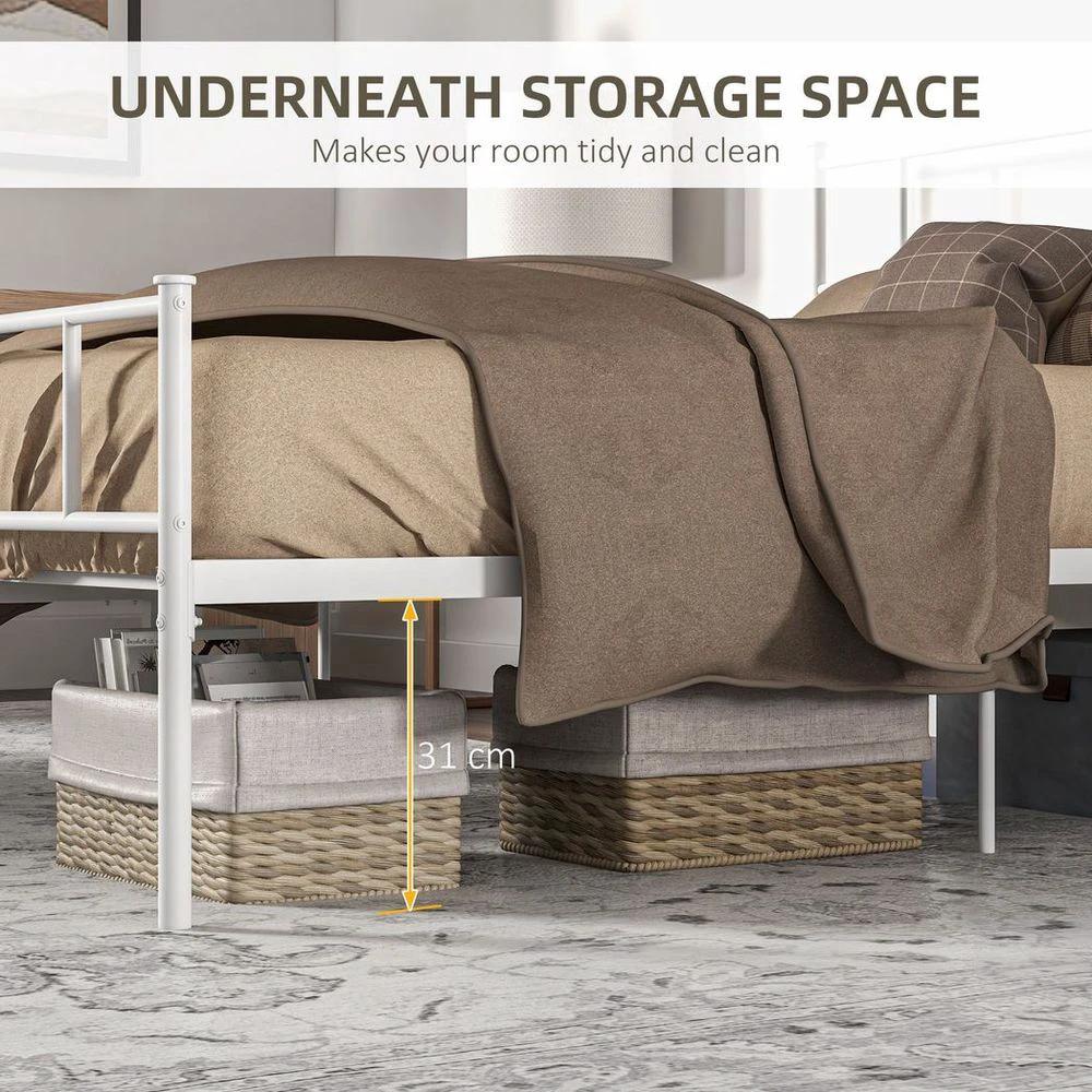 King Metal Bed Frame w/ Headboard and Footboard, Underbed Storage Space by HOMCOM