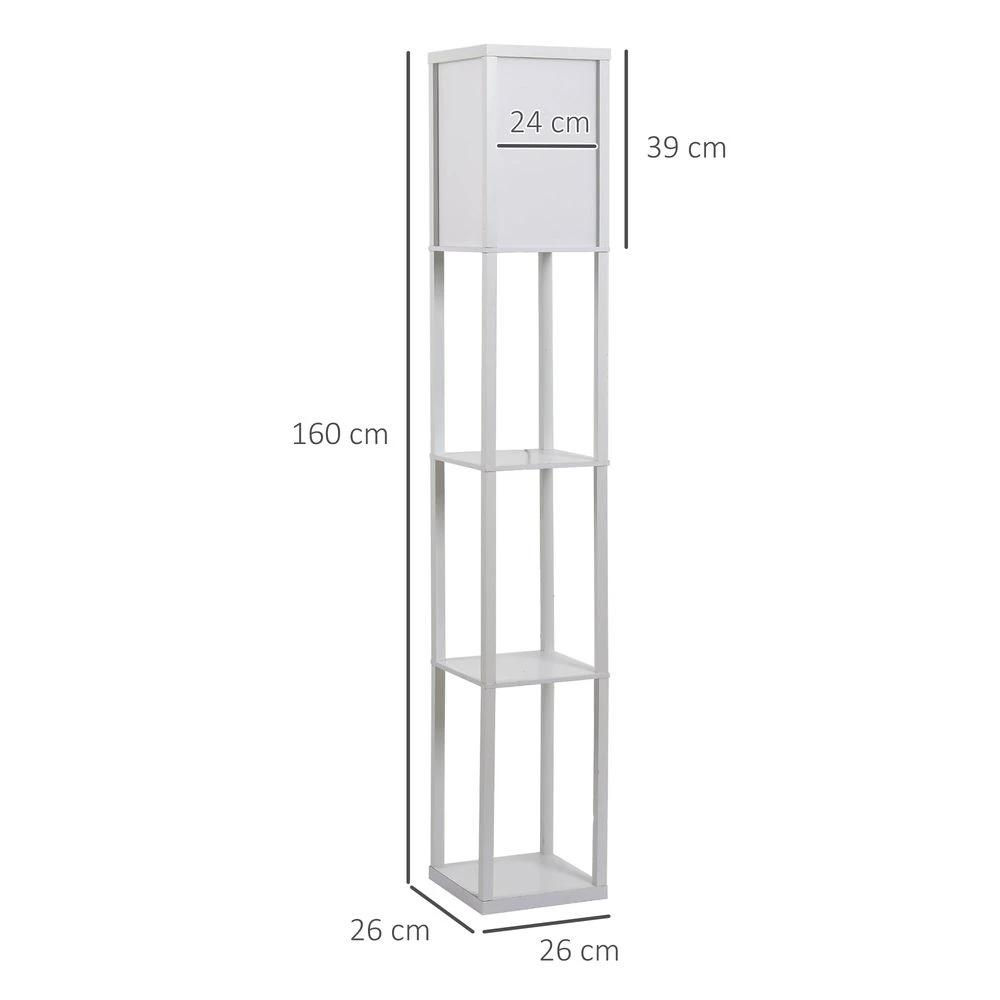 4-Tier Floor Lamp, Floor Light with Storage Shelf, White 3-Tier by HOMCOM