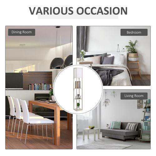 4-Tier Floor Lamp, Floor Light with Storage Shelf White and Oak 3-Tier by HOMCOM