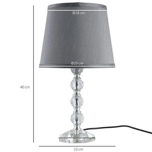 HOMCOM Crystallite Table Lamp w/ Fabric Lampshade Switch Beautiful Glass Elegant - Lamp