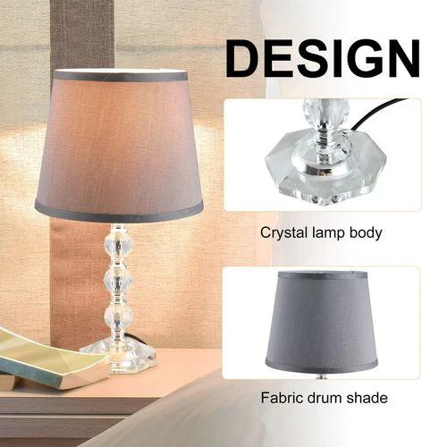 HOMCOM Crystallite Table Lamp w/ Fabric Lampshade Switch Beautiful Glass Elegant - Lamp