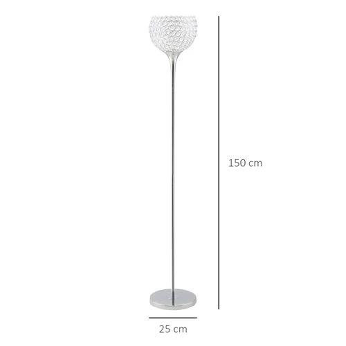 Floor Lamp with K9 Crystal Lampshade, E27 Bulb Switch Silver Lampshade by HOMCOM