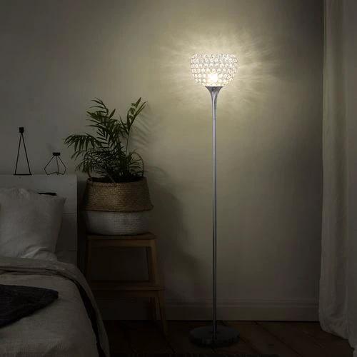 Floor Lamp with K9 Crystal Lampshade, E27 Bulb Switch Silver Lampshade by HOMCOM