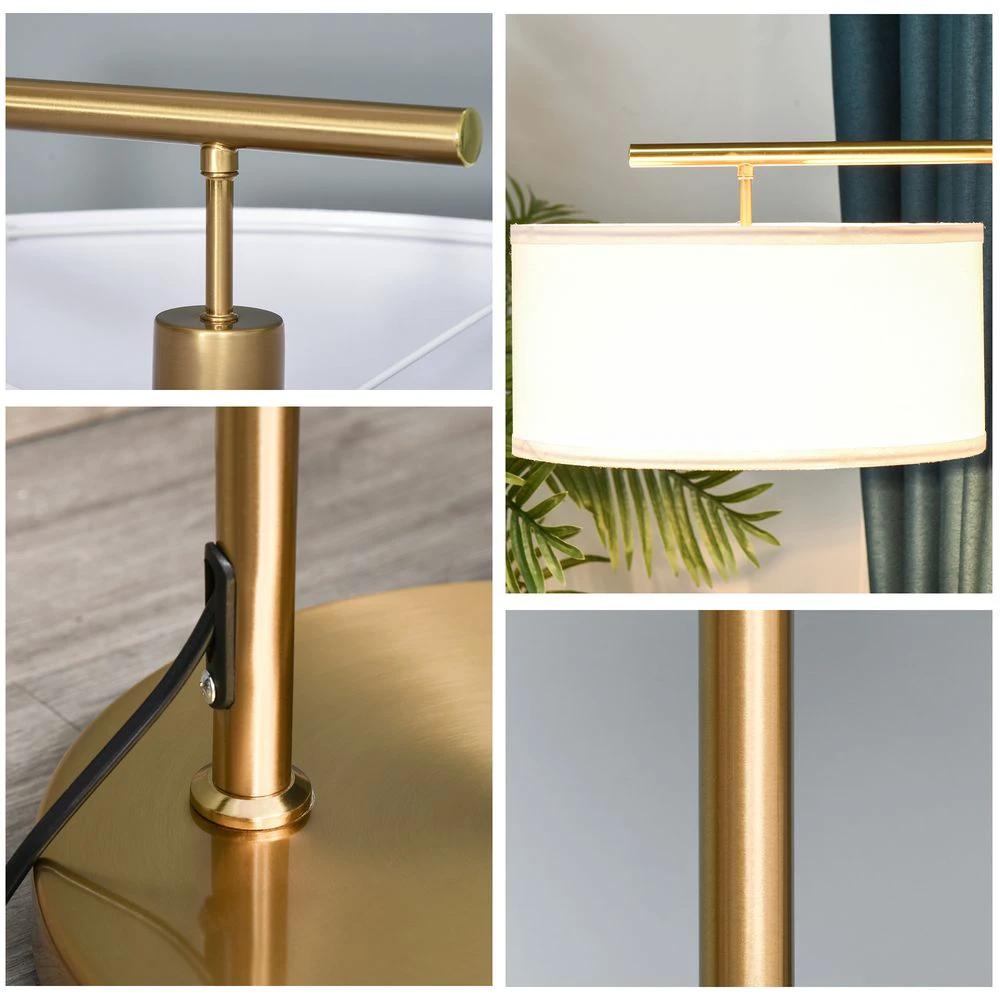 HOMCOM Floor Lamp with Linen Lampshade Round Base for Living Room Bedroom - Uncategorized Lamp